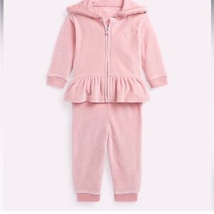 Polo pink sweat suit for baby girl size 12M